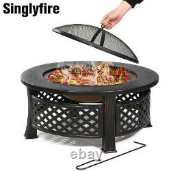 Singlyfire Fire Pit Fireplace Outdoor BBQ Heater Burning Garden Patio Brazier UK