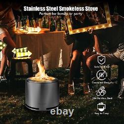 Smokeless Fire Pit Double-Wall Stove 304 Stainless Steel Patio Heater for BBQ