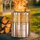 Smokeless Fire Pit Outdoor Wood Burning Portable Firepit & Poker Stainless Steel