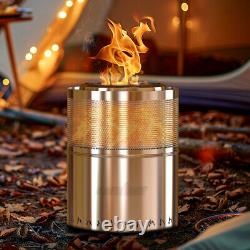 Smokeless Fire Pit Outdoor Wood Burning Portable Firepit & Poker Stainless Steel