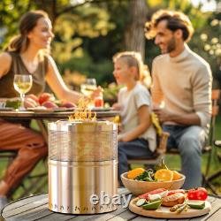 Smokeless Fire Pit Outdoor Wood Burning Portable Firepit & Poker Stainless Steel