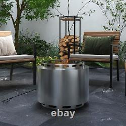 Smokeless Fire Pit Portable Wood Burning Firepit with Poker, Stainless Steel