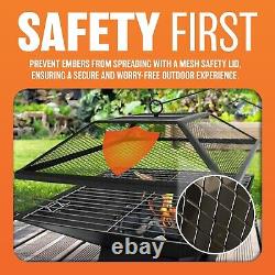 Square Fire Pit Bbq Grill Heater Outdoor Garden Firepit Brazier Patio Outside