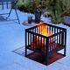 Square Fire Pit Bbq Grill Outdoor Garden Firepit Brazier Stove Patio Heater New