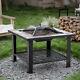 Square Fire Pit Outdoor Garden Patio Heater Bbq Brazier Firepit Charcoal Burner