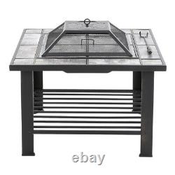 Square Fire Pit Outdoor Garden Patio Heater BBQ Brazier Firepit Charcoal Burner