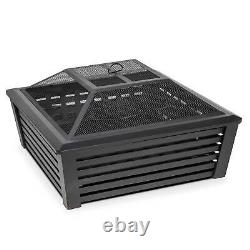 Square Fire Pit, Outdoor Use, 35 Black