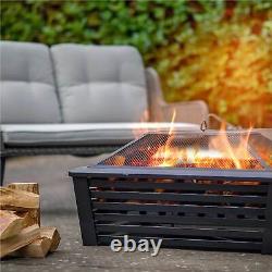Square Fire Pit, Outdoor Use, 35 Black