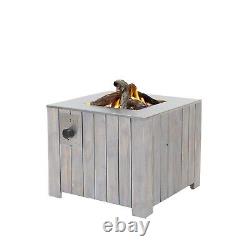 Square Outdoor Heater Grey Washed Coffee Table Fire Pit Garden Fireplace