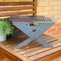 Stainless Steel Medium Collapsible Fire Pit Bbq Portable Camping Caravan Flat
