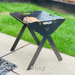 Stainless Steel Tall Collapsible Fire Pit Bbq Portable Camping Caravan Flat
