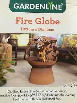 Steel Fire Pit Globe OXIDISED Globe shape Garden Heater Patio Laser Cut