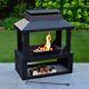 Steel Outdoor Log Burner Fire Pit Chiminea Heater With Storage Free Cover Incl