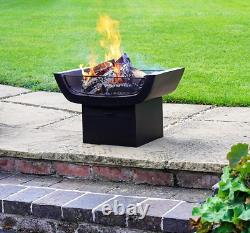 Sussex Black Outdoor Fire Pit Bbq Fire Bowl Patio Heater Chiminea Garden Grill
