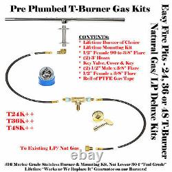 T24k++ Diy Pre-plumbed Gas Fire Pit Kit & 24 Lifetime Warranted 316 Burner
