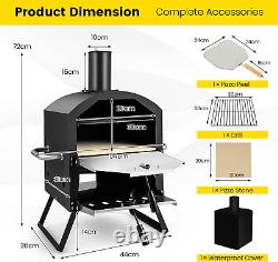 TANGZON Outdoor Pizza Oven, 2-Layer Pizza Wood Fired Maker with Pizza Stone, Piz