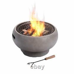 Teamson Home Garden Wood Burning Fire Pit, Outdoor Log Burner Firepit Bowl, Grey