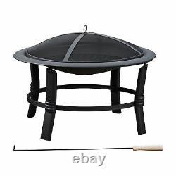 Teamson Home Garden Wood or Log Burning Fire Pit, Outdoor Firepit & Accessories