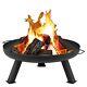 Tepro Reno Fire Pit Wood Burning Log Fire, Garden Fireplace In Black 80cm