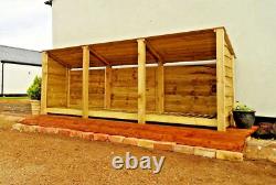 Triple Bay 4ft Outdoor Wooden Log Store, Fire Wood Garden Shed, Clearance Range