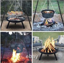 Tripod Outdoor Fire Pit BBQ Bowl Round Garden Patio Extra Large Barbecue Grill