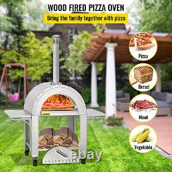 VEVOR Outdoor Pizza Oven Wood Fired Pizza Oven Movable Stainless Steel 32