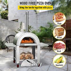 VEVOR Outdoor Pizza Oven Wood Fired Pizza Oven Movable Stainless Steel 32