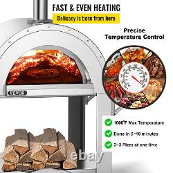 VEVOR Outdoor Pizza Oven Wood Fired Pizza Oven Movable Stainless Steel 32