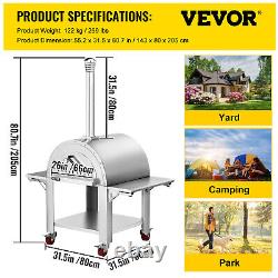 VEVOR Outdoor Pizza Oven Wood Fired Pizza Oven Movable Stainless Steel 32