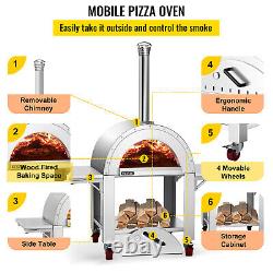 VEVOR Outdoor Wood Fired Pizza Oven 32 Movable Stainless Steel 538