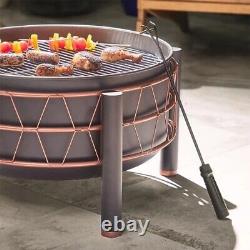 Van Haus Black And Copper Fire Pit Grill