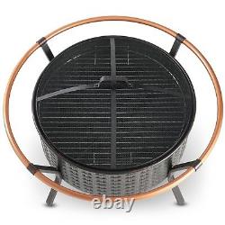 VonHaus Copper Rim Fire Pit with Grill Rack, Spark Guard and Poker