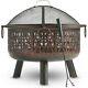 Vonhaus Fire Pit Bowl Geo Firepit With Spark Guard & Poker For Wood & Charcoal