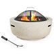 Vonhaus Fire Pit Faux Concrete Round Shape Mgo Material With Bbq Grill