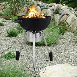 Wheeled Outdoor Pizza Oven BBQ Grill Shlef Fired Wood Baking Stove Portable Yard