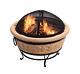 Wood Beige 27-inch Garden Round Wood Burning Fire Pit Outdoor Log Burner