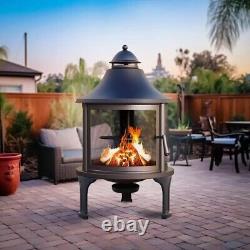 Wood Burning Firepit BBQ with Swivel Adjustable Grill Outdoor Patio Fire Pit