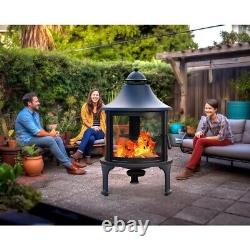 Wood Burning Firepit BBQ with Swivel Adjustable Grill Outdoor Patio Fire Pit