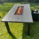 Wood Effect Garden Table Fire Pit Bbq Barbecue Mint Condition