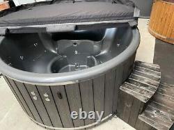 Wood Fired Fiberglass Hot Tub with Outside Heater Can Sit 7-8 People
