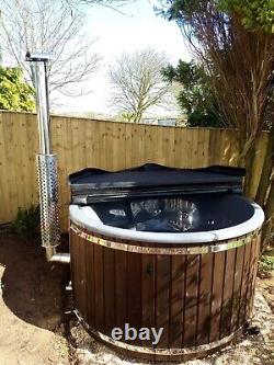 Wood Fired Fiberglass Hot Tub with Outside Heater Can Sit 7-8 People