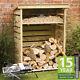 Wooden Garden Log Store Outdoor Fire Wood Storage Cover Single Double 4ft 7ft