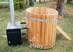 Wooden Hot Tub Wood Fired Hot Tub Spa Outdoor Bath Barrel Log Burning Hot Tub
