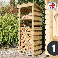 Wooden Log Store Rack Outdoor Garden Fire Wood Storage Logs Shed 6 Styles Sizes