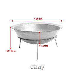 XL 120cm Round Bowl Fire Pit Garden Bonfire Steel Rust Fire Bowl with Iron Stand