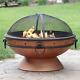 Xlarge Bbq Fire Pit Outdoor Garden Log Burner Grill Charcoal Heavy Duty Round