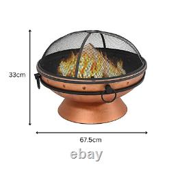 XLarge BBQ Fire Pit Outdoor Garden Log Burner Grill Charcoal Heavy Duty Round