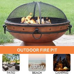 XLarge BBQ Fire Pit Outdoor Garden Log Burner Grill Charcoal Heavy Duty Round