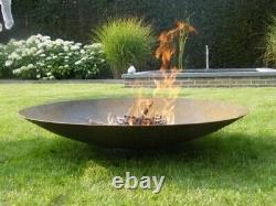 120cm Corten Steel Large Fire Pit And Water Bowl