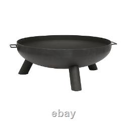 1x Brasero en Fer Rond Noir de 99cm pour Jardin Extérieur Patio Chauffage Bois Brûleur de Bûches